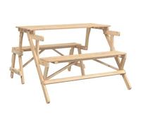 mtlskopl Tavolo da picnic 2 in 1 con panche in abete massiccio, resistente alle intemperie, 110 x 133 x 72 cm, funzione pieghevole per balcone, giardino, terrazza e piccoli spazi urbani