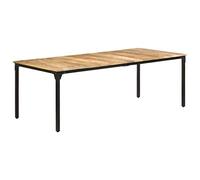 mtlskopl Tavolo da pranzo, 220 x 100 x 76 cm, in legno di mango grezzo, per sala da pranzo e cucina, grande tavolo da cucina con gambe in ferro stabili, design industriale, colore naturale