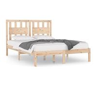 mtlskopl Telaio letto 135 x 190 cm in legno massello di pino non trattato, robusto letto matrimoniale con testiera per camera da letto, camera degli ospiti, camera dei ragazzi
