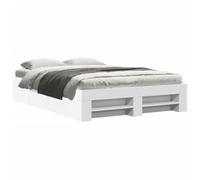 mtlskopl Telaio letto bianco 135 x 190 cm con rete a doghe e spazio di archiviazione, design moderno in legno per camera dei ragazzi e camera degli ospiti, comfort durante il sonno