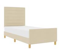 mtlskopl Telaio letto crema 90 x 190 cm in tessuto con testiera moderna letto piattaforma per camera da letto camera degli ospiti camera ragazzi