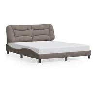 mtlskopl Telaio letto Hvar tortora 160 x 200 cm con testiera e cuscino testiera in tessuto resistente e legno di pino moderno design ondulato per camera da letto e camera degli ospiti