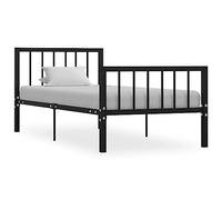 mtlskopl Telaio letto in metallo nero, 100 x 200 cm, design moderno con spazio sotto il telaio singolo, 17 kg, facile da montare per camera dei ragazzi, camera degli ospiti e piccola camera da letto