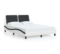 mtlskopl Telaio letto Zadar 140 x 200 cm bianco nero testiera in ecopelle design moderno con cuscino in schiuma resistente e durevole per camera da letto dei ragazzi camera degli ospiti