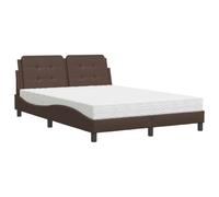 mtlskopl Telaio letto Zara con materasso e testiera, 120 x 200 cm, in similpelle marrone, design moderno ondulato, montaggio necessario per camera dei ragazzi, camera degli ospiti, camera da letto