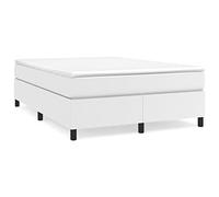 mtlskopl Telaio per letto a molle bianco 140 x 200 cm in ecopelle moderna con gambe di supporto e doghe in compensato per camera da letto e camera degli ospiti