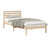 mtlskopl Telaio per letto da 80 x 220 cm, con testiera, in legno massello, marrone, per materassi singoli, moderno futon in legno di pino, piattaforma stabile, letto singolo per ragazzi e camere degli