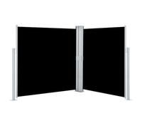 mtlskopl Tenda da sole laterale estensibile, 140 x 600 cm, nera, double face, per terrazza e balcone, protezione dal vento per giardino, include 2 pali e accessori di montaggio