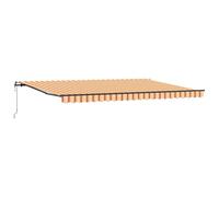 mtlskopl Tenda da sole retrattile, 500 x 350 cm, con braccio articolato, per terrazza e giardino, protezione solare con motore e telecomando, robusto telaio in alluminio, tessuto a righe gialle e