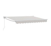 mtlskopl Tenda da sole retrattile da 3,5 x 2 m, con braccio articolato, con manovella per terrazza e balcone, protezione solare manuale in robusto poliestere e alluminio, grigio chiaro e bianco
