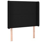 mtlskopl Testiera da letto con orecchie 83 x 16 x 118/128 cm, colore nero, regolabile in altezza, in legno di larice imbottito
