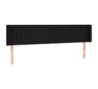 mtlskopl Testiera da letto con orecchie di colore nero, 203 x 16 x 78/88 cm, in tessuto resistente e legno di larice massiccio, regolabile in altezza, per camera da letto dal design senza tempo