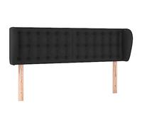 mtlskopl Testiera in ecopelle nera con orecchie 147 x 78 - 88 cm regolabile in altezza, schienale imbottito per camera da letto, letto a molle e montaggio a parete