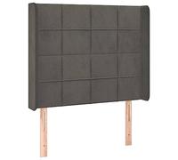 mtlskopl Testiera in velluto con orecchie grigio scuro, 103 x 16 x 118/128 cm, altezza regolabile per letto matrimoniale, robusta struttura in legno e cuscino da parete, alternativa per camera da