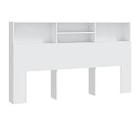 mtlskopl Testiera letto bianco 180 x 19 x 103,5 cm in legno con 4 ripiani, moderna mensola per camera da letto per letti e libri di larghezza 1,80 m