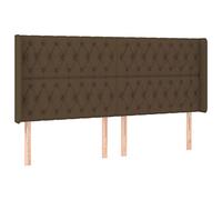 mtlskopl Testiera letto marrone scuro, 203 x 16 x 118/128 cm, altezza regolabile con orecchie in tessuto e legno di larice, design moderno per camera da letto e camera degli ospiti