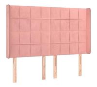 mtlskopl Testiera rosa con orecchie in velluto, 147 x 16 x 118/128 cm, altezza regolabile per letto a molle e letto da sogno, letto imbottito per camera da letto, camera dei ragazzi