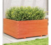 mtlskopl Vaso per piante in pino 100 x 100 x 49,5 cm, marrone cera, per balcone, terrazza, giardino, design in legno robusto con grande volume, per verdure, erbe e fiori