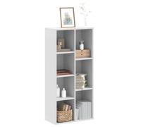 mtlskopl White 50 x 25 x 105 cm Engineered Wood Narrow Bookcase with 7 Open Shelves Modern Small Bookshelf for Living Room Bedroom Office