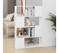 mtlskopl White Modern Bookshelf Room Divider 80 x 24 x 124,5 cm Engineered Wood 4 Tiers Storage Unit Sturdy Lightweight for Living Room Bedroom Study Corridor