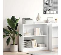 mtlskopl White Small Bookshelf 80 x 24 x 75 cm Engineered Wood Modern Stand Shelf with 2 Tiers Compact Bookcase for Living Room Bedroom Office