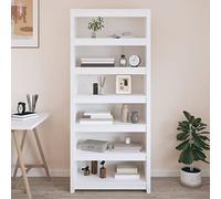 mtlskopl White Solid Pine Bookshelf 80 x 35 x 183 cm, Modern Wood Bookcase with 5 Tiers for Living Room, Bedroom, Office, Freestanding Storage Display, Easy Assembly, Wall Anchor Included