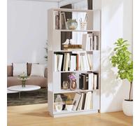 mtlskopl White Solid Pine Bookshelf a 5 livelli, 31,5 x 9,8 x 64,4 cm, freestanding Open Bookcase & Room Divider, Rustic Wood Storage Unit for Living Room, Bedroom and Home Office