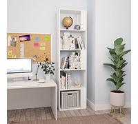 mtlskopl White Tall 45 x 24 x 159 cm Engineered-Wood Open Bookcase with 5 shelves, Modern Room Divider Shelf Unit for Living Room, Corridor, Bedroom and Home Office