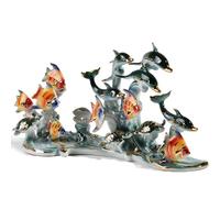 MTME Statuette in porcellana, Famiglia nel mare, memorialbilia, Scultura Home Decor (F)