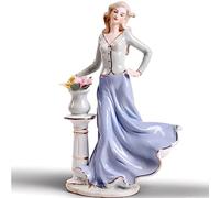 MTME Statuina in porcellana, signora con fiori, cimeli, regali di nozze, statua decorazione per la casa (cadia nel vento)