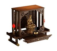 MTNBHH Altare del Buddha in legno da parete con design intagliato traforato for esposizione di bruciatori di incenso for templi domestici(Standing,39cm)