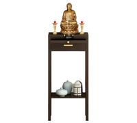 MTNBHH Mobiletto for altare buddista, tavolo da meditazione in legno massello, supporto for santuario for l'arredamento della casa con vassoio nascosto, finitura teak(Schwarz,30x30x101cm)