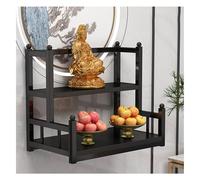 MTNBHH Mobiletto for altare da meditazione a parete, altare buddista a più livelli con ripiano portaoggetti for piccoli spazi, tempio domestico(Schwarz,60cm/23.6in)