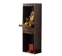 MTNBHH Mobiletto for altare spirituale, tavolo da meditazione con ripiano portaoggetti, cassetto estraibile e porta ventilata for santuario domestico(Schwarz,38 * 37 * 172cm/15 * 14 * 67in)
