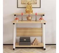MTNBHH Moderno tavolo altare buddista a doppio strato, mobiletto for Pooja, meditazione, preghiera, for casa, santuario, soggiorno, legno naturale(Wood,80cm)