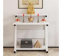 MTNBHH Moderno tavolo altare buddista a doppio strato, mobiletto for Pooja, meditazione, preghiera, for casa, santuario, soggiorno, legno naturale(Wei,60cm)