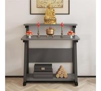 MTNBHH Moderno tavolo altare buddista a doppio strato, mobiletto for Pooja, meditazione, preghiera, for casa, santuario, soggiorno, legno naturale(Dark Gray,80cm)