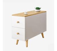 MTNBHH Tavolino laterale for divano con 2 cassetti, coperchio ribaltabile e foro for cavi, mobiletto portaoggetti stretto for soggiorno con gambe in legno massello(Wood,80cm)