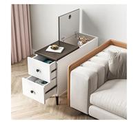 MTNBHH Tavolino laterale for divano con 2 cassetti, coperchio ribaltabile e foro for cavi, mobiletto portaoggetti stretto for soggiorno con gambe in legno massello(Brown,70cm)