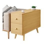 MTNBHH Tavolino laterale for divano con 2 cassetti, coperchio ribaltabile e foro for cavi, mobiletto portaoggetti stretto for soggiorno con gambe in legno massello(Yellow,60cm)