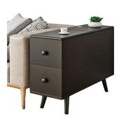 MTNBHH Tavolino laterale for divano con 2 cassetti, coperchio ribaltabile e foro for cavi, mobiletto portaoggetti stretto for soggiorno con gambe in legno massello(Schwarz,90cm)