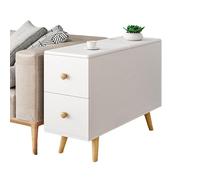 MTNBHH Tavolino laterale for divano con 2 cassetti, coperchio ribaltabile e foro for cavi, mobiletto portaoggetti stretto for soggiorno con gambe in legno massello(Wei,60cm)