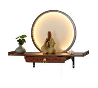 MTNBHH Tavolo da altare buddista da parete con luce a LED, tavolo da meditazione in bambù con ripiano retrattile for la preghiera. Mobiletto for altare buddista.(Rot,40cm/15.7in)