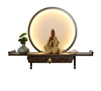 MTNBHH Tavolo da altare buddista da parete con luce a LED, tavolo da meditazione in bambù con ripiano retrattile for la preghiera. Mobiletto for altare buddista.(Schwarz,40cm/15.7in)