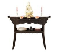 MTNBHH Tavolo da altare con ripiani e pannello intagliato, scrivania for santuario di meditazione Pooja for arredamento della casa, organizzatore for spazio di preghiera(80cm)
