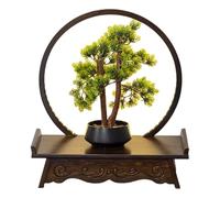 MTNBHH Tavolo da altare in legno intagliato con piccola luce a LED, tavolo da meditazione buddista salvaspazio for decorazioni di santuari, templi, case(Schwarz,40cm/15.7in)