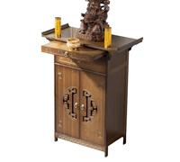 MTNBHH Tavolo da meditazione con vano portaoggetti, armadio per altare Puja, tavolo da preghiera spirituale intagliato a mano, per la decorazione della casa (82 cm/32,3 in)