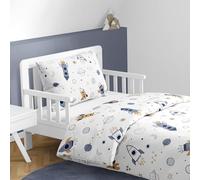MTOnlinehandel Biancheria da letto per bambini, motivo: spazio e razzi, copripiumino da 100 x 135 cm e federa da 40 x 60 cm, in cotone Oeko-Tex, con chiusura lampo (Weltre)