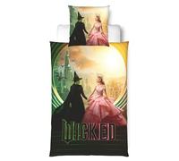 MTOnlinehandel Biancheria da letto Wicked 135 x 200 cm, idea regalo Elphaba & Glinda, 1 federa 80 x 80 cm + copripiumino 135 x 200 cm, con chiusura lampo - Farfalla - Emerald City