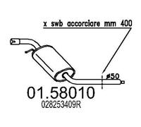 MTS 01.58010 Marmitta centrale per VW Transporter IV Bus Transporter IV Van